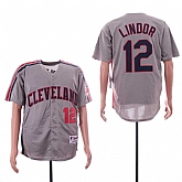 Indians 12 Francisco Lindor Gray Turn Back The Clock Jersey Sguo,baseball caps,new era cap wholesale,wholesale hats